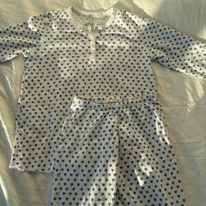 Roller Rabbit White Pajama Set with Blue Heart Print